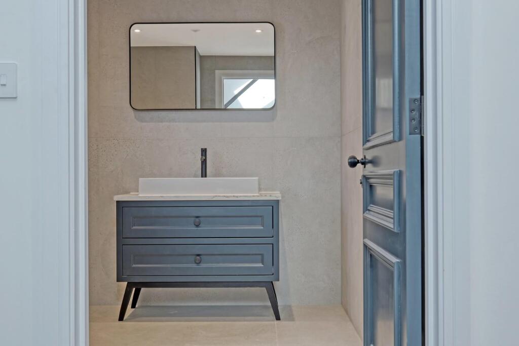 Bespoke fitted vanity with drawers and open storage